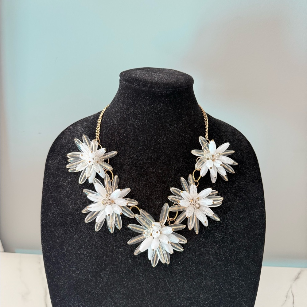 Vintage Gold and White Floral Necklace